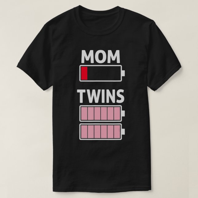 Müde Mama Low-Akku-Twin-Girls Volllade T-Shirt (Design vorne)