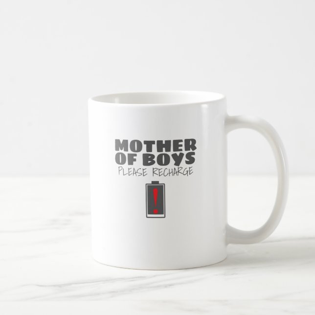 Müde Mama Mutter von Jungen Bitte lade Geschenke n Kaffeetasse (Rechts)