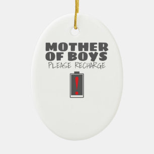 Müde Mama Mutter von Jungen Bitte lade Geschenke n Keramik Ornament