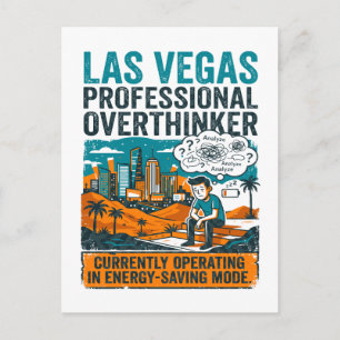 Müde sitzende Person in Las Vegas mit niedriger Ak Postkarte