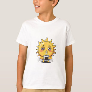 Müde Sonne Kaffee Morgen Kinder T-Shirt