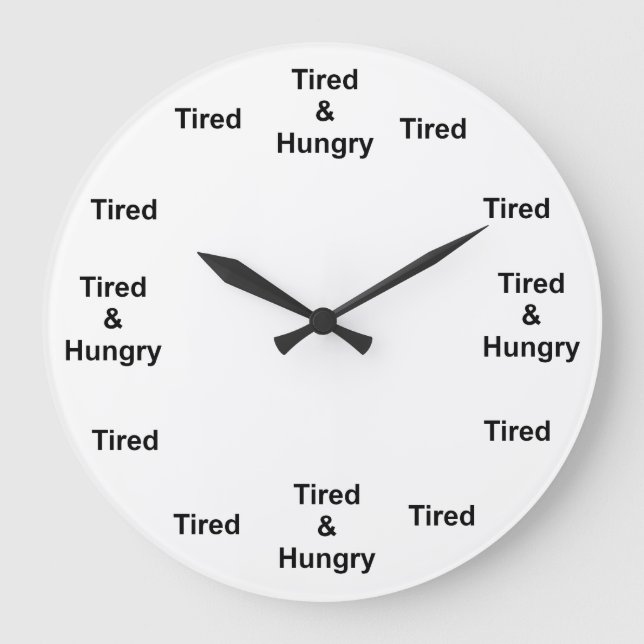 Müde und Hunger Große Wanduhr (Vorderseite)