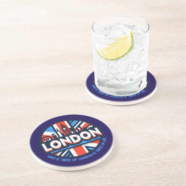 müde von London Getränkeuntersetzer (Seite)