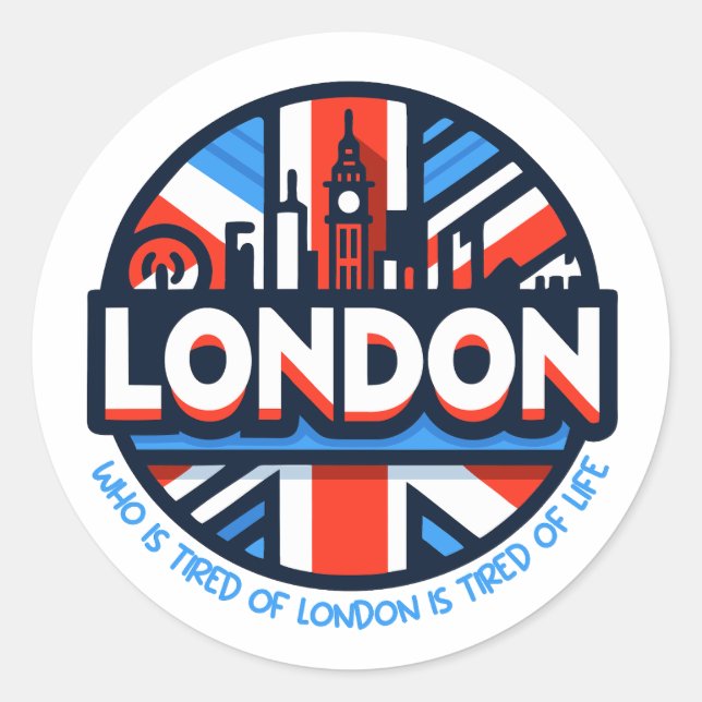 müde von London Runder Aufkleber (Vorderseite)
