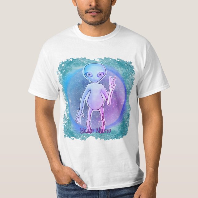 Müder Friedens-Alien T-Shirt (Vorderseite)