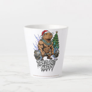 Müdes aber glückliches Gym Capybara Weihnachts-Shi Milchtasse