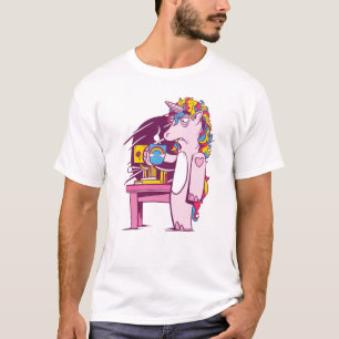 Müdes Einhorn mit Kaffee T-Shirt