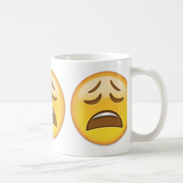 Müdes Gesicht Emoji Kaffeetasse (Rechts)