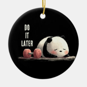 Müdes Panda Fitnessstudio – Lustige Workout Kunst Keramik Ornament