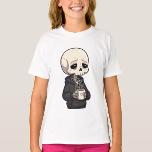 Müdes Skelett Hoodie Kaffee Kinder T-Shirt