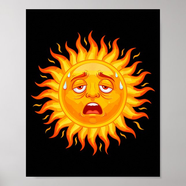 Müdes verschwitztes Sonnengesicht Sommer Hitzewell Poster (Vorne)