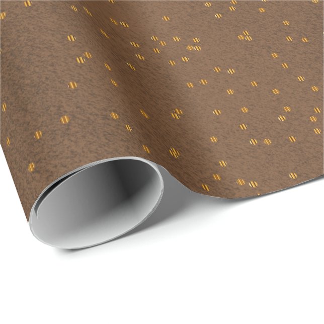 Mudge Brown mit Gold Confetti Dosen Geschenkpapier (Rolleneckpunkt)