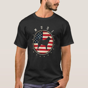 Mudi USA-Flagge 4. Juli Hundemutter Vater T-Shirt