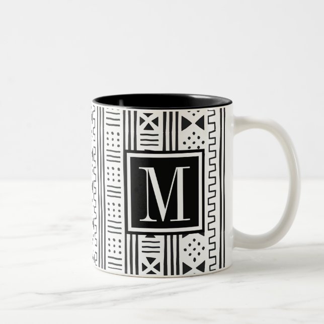 Mudprint Inspiriert Monogramm Zweifarbige Tasse (Rechts)