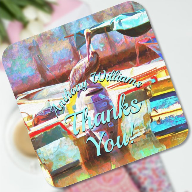 Muelle Los Peines Vielen Dank Pelican 0463 Quadratischer Aufkleber (Von Creator hochgeladen)