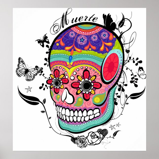 Muerte Day of the Dead Skull Poster (Vorne)