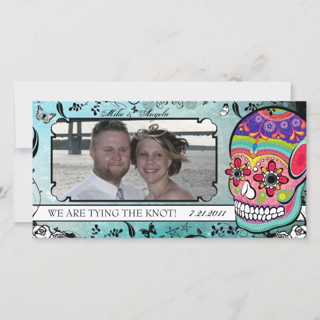 Muerte Sugar Skull Calaveras Save the Date (Vorderseite)