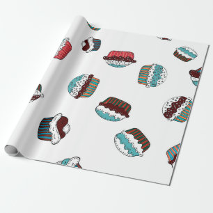 Muffin. Happy Birthday Cupcake-Hintergrund in Weiß Geschenkpapier
