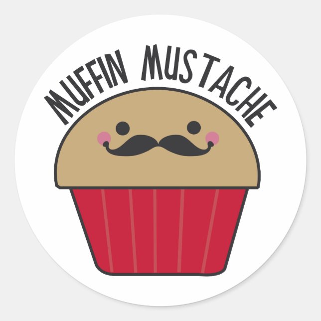 Muffin Mustache Runder Aufkleber (Vorderseite)