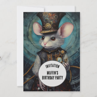 Muffin Steampunk Animal Individuelle Name Einladung