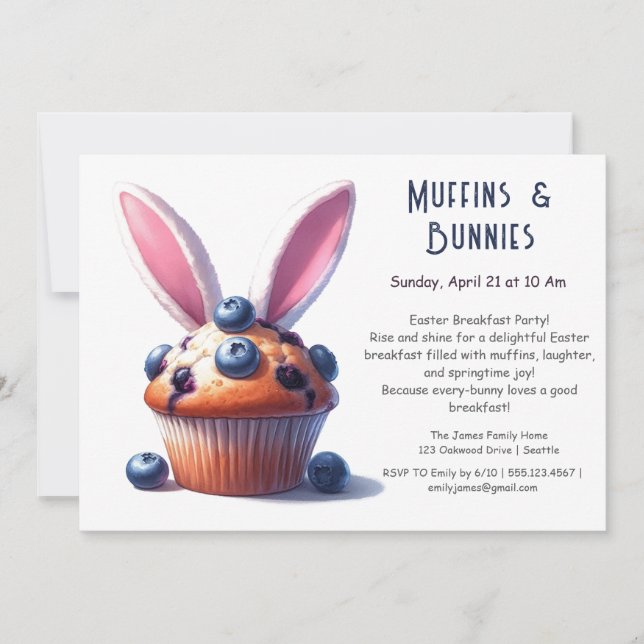 Muffins & Mornings - Osterfrühstück Party Einladung (Vorderseite)