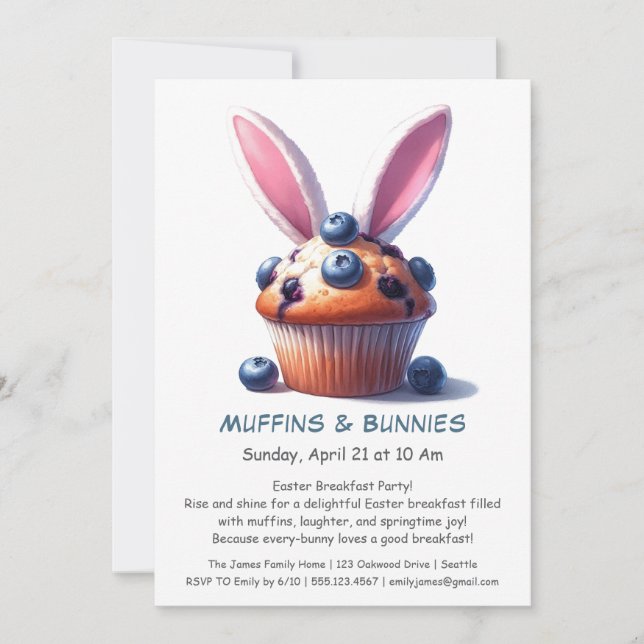 Muffins & Mornings - Osterfrühstück Party Einladung (Vorderseite)