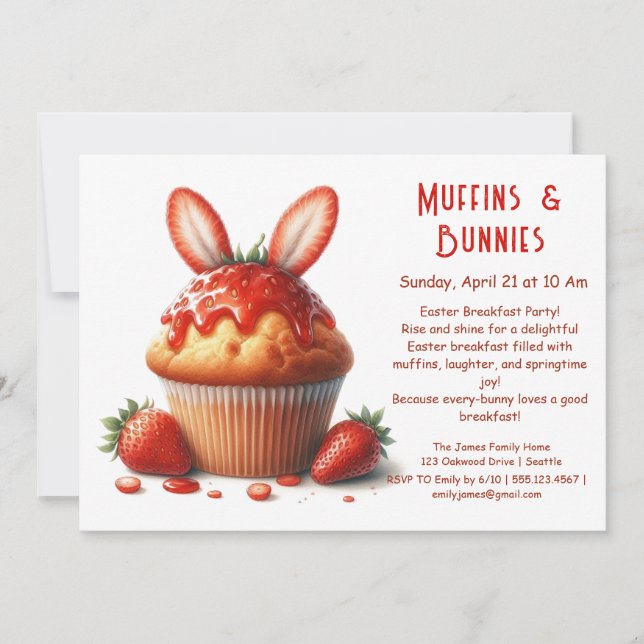 Muffins & Mornings - Osterfrühstück Party Einladung (Vorderseite)