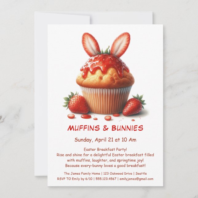Muffins & Mornings - Osterfrühstück Party Einladung (Vorderseite)