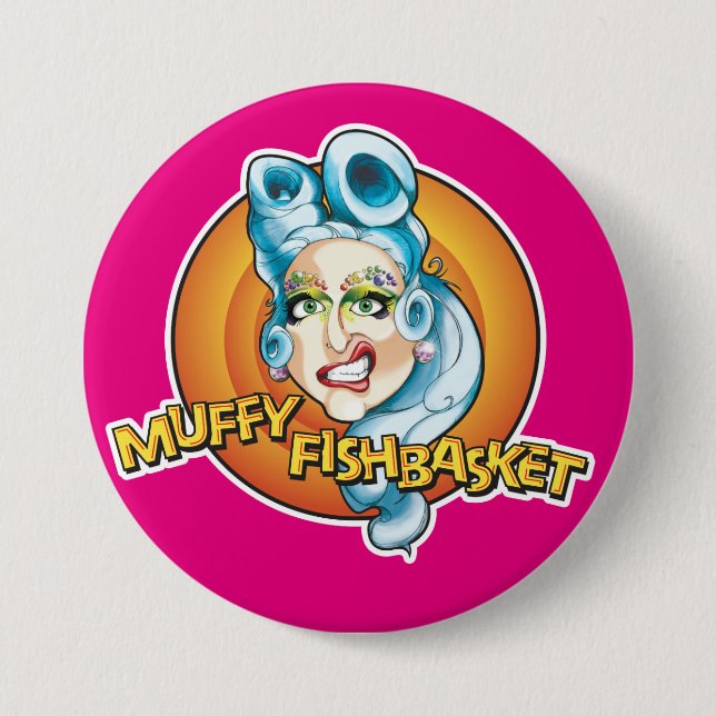 Muffy Fishbasket Fan-Knopf Button (Vorderseite)
