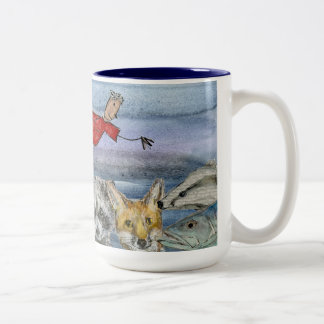 Mug (#1): Joanna Flying Over Animals Zweifarbige Tasse
