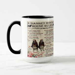 Mug Basset Hound House Rules Tasse