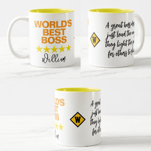 Mug "Bester Chef der Welt" Benutzerdefinierter N Zweifarbige Tasse
