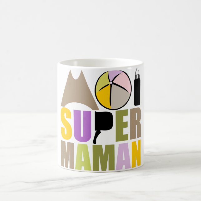 Mug Blanc 325 ml Ich Super Mama - Naturlogo Kaffeetasse (Mittel)