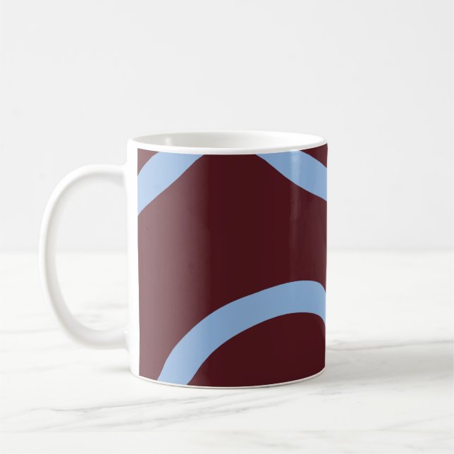 Mug – Blue Lines on Burgundy Kaffeetasse (Links)