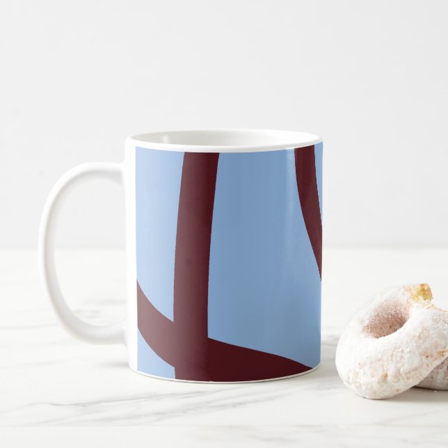 Mug – Burgundy Lines on Blue Kaffeetasse (Mit Donut)