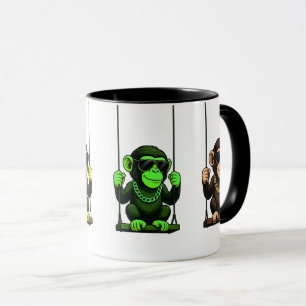 Mug Cartoon-Affen auf Schaukeln. Tasse