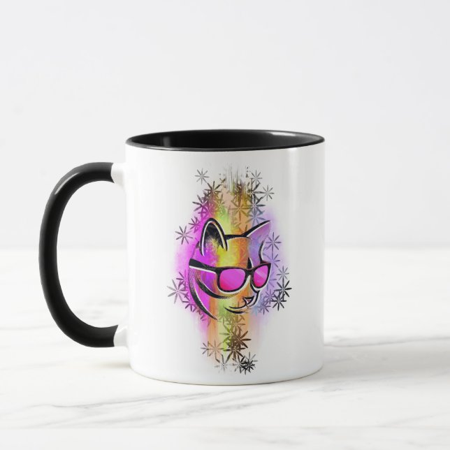Mug Chat Farben Sonnenbrille Tasse (Links)