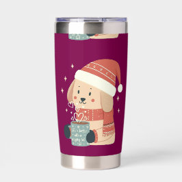 Mug Chien de Noël Bonnet Écharpe Pastel - Life is Thermobecher