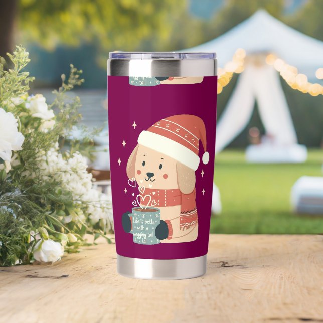 Mug Chien de Noël Bonnet Écharpe Pastel - Life is  Thermobecher (Hochzeit (gedreht))