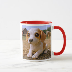 Mug Chiot 3D realistisch auf der Farm. Tasse