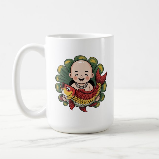 Mug | Chloe Baby - Niedlicher Junge mit Lucky Koi Kaffeetasse (Links)