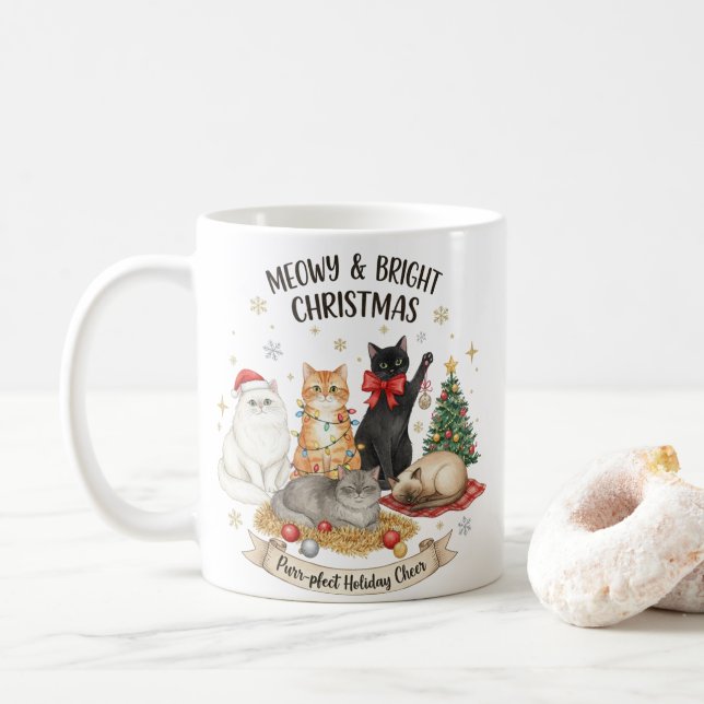 Mug Christmas Gift for Cat Lovers Kaffeetasse (Mit Donut)