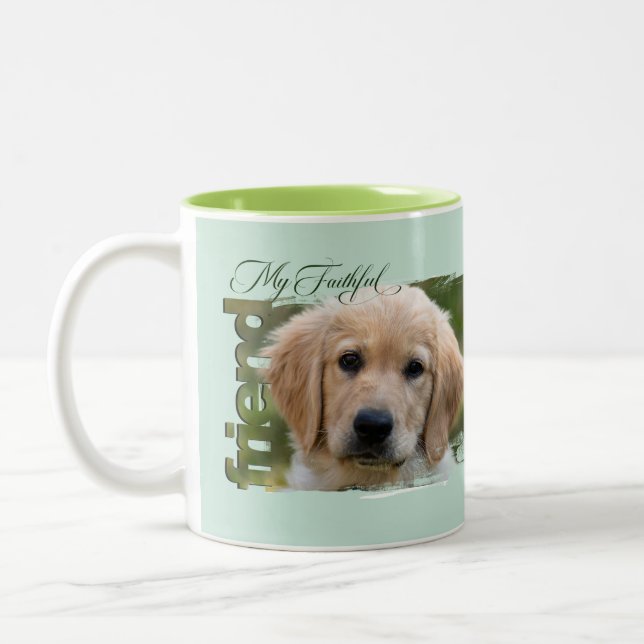 Mug Customizable Pet Photo - "My Faithful Friend" Zweifarbige Tasse (Links)