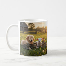 Mug Cute pets group, Golden Retriever and cat. Kaffeetasse