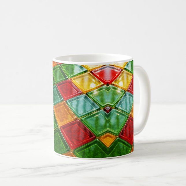 Mug dekoriert mit mehrfarbigen Räubern. Kaffeetasse (VorderseiteRechts)