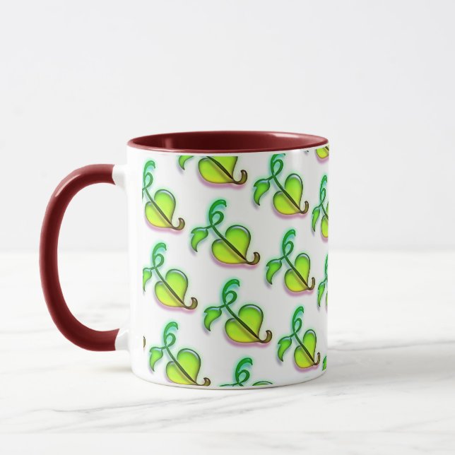 Mug - Green Leaves with Red Highlights Tasse (Links)