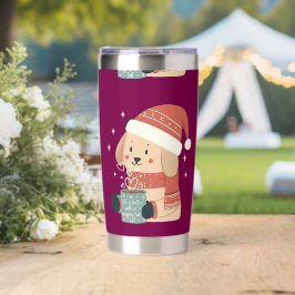 Mug Hund Weihnachten Mütze Schal Pastell - Das Leb Thermobecher