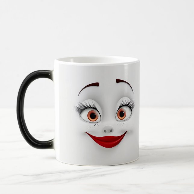 Mug Magic Sarcastic Women Face with Red Lips Verwandlungstasse (Links)