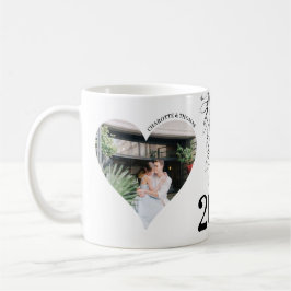 Mug mit 2 herzförmigen Fotos, Datum, Vornamen Kaffeetasse