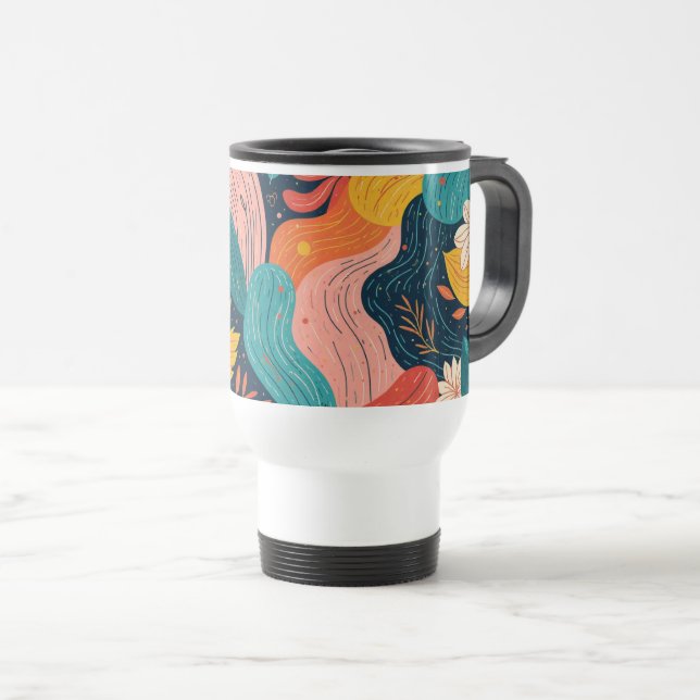 Mug mit fantastischem Blumendesign Reisebecher (VorderseiteRechts)